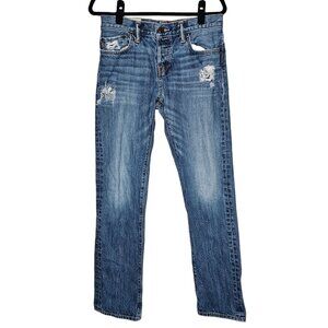 Abercrombie Fitch Mens 30x32 Medium Wash Slim Straight Button Fly Distressed